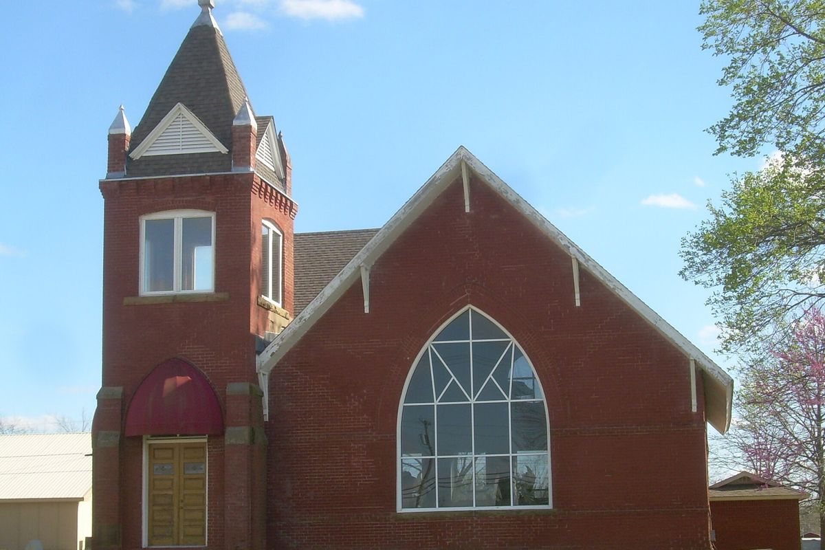 Mission Bell Museum, housed in a former brick church building in Coweta, Oklahoma