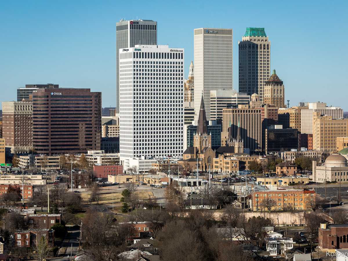 The downtown Tulsa skyline
