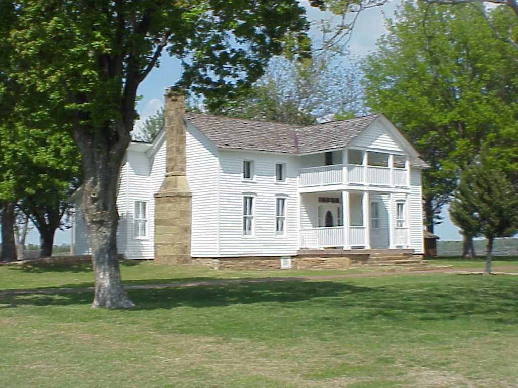 The white ranch house at the Dog Iron Ranch, the Will Rogers birthplace property near Oologah, Oklahoma