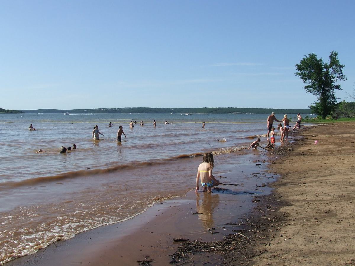 The swimming beach at Tall Chief Cove on Skiatook Lake near Skiatook, Oklahoma