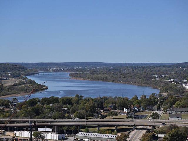 The Arkansas River panorama at Tulsa, with the downtown skyline across the water