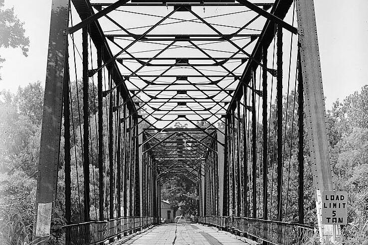 Historic truss bridge over Bird Creek near Avant, Oklahoma, the creek system that drains the Turley area