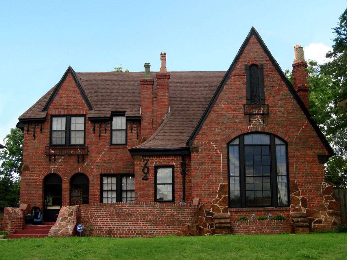 Tudor style brick home in an Oklahoma historic district, representative of Turley older housing stock