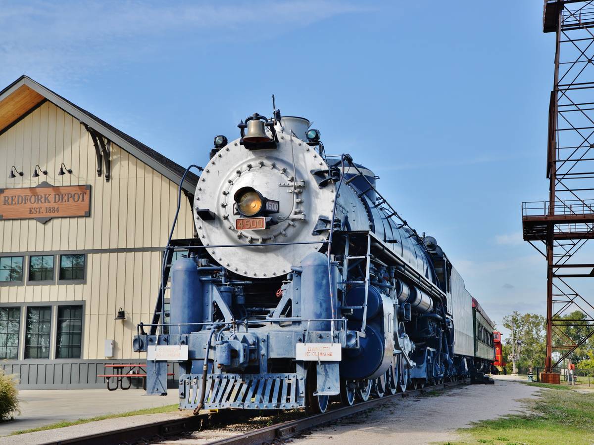 The Frisco Meteor 4500 steam locomotive at the Route 66 Historical Village in West Tulsa, Oklahoma